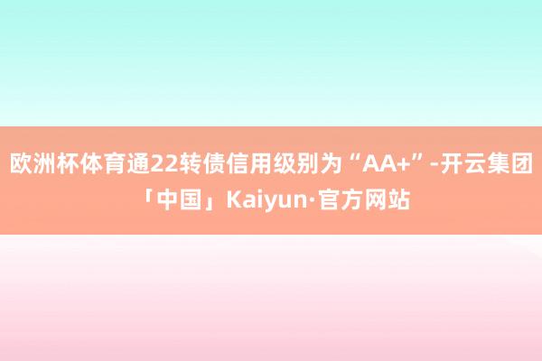 欧洲杯体育通22转债信用级别为“AA+”-开云集团「中国」Kaiyun·官方网站