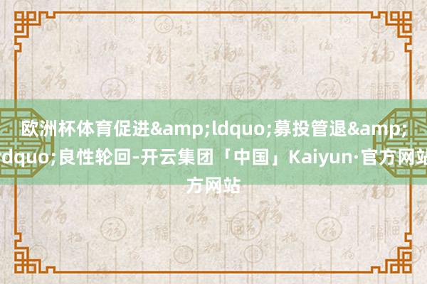 欧洲杯体育促进&ldquo;募投管退&rdquo;良性轮回-开云集团「中国」Kaiyun·官方网站