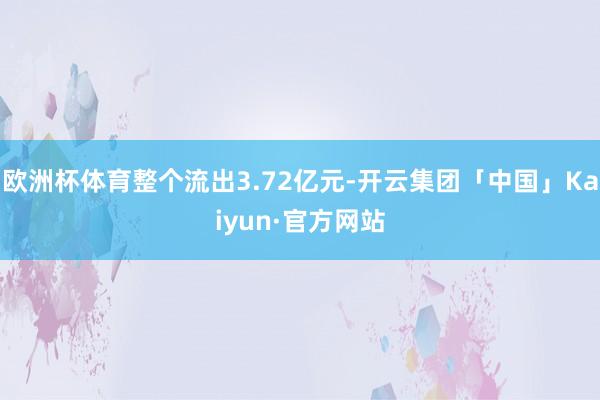 欧洲杯体育整个流出3.72亿元-开云集团「中国」Kaiyun·官方网站